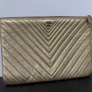 Chanel Gold Chevy Pouch